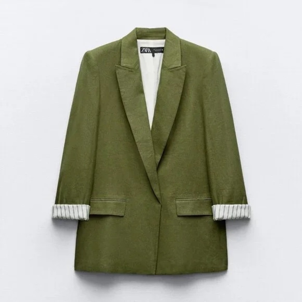 Zara Linen Blend Roll Up Sleeve Open Front
Blazer, Small